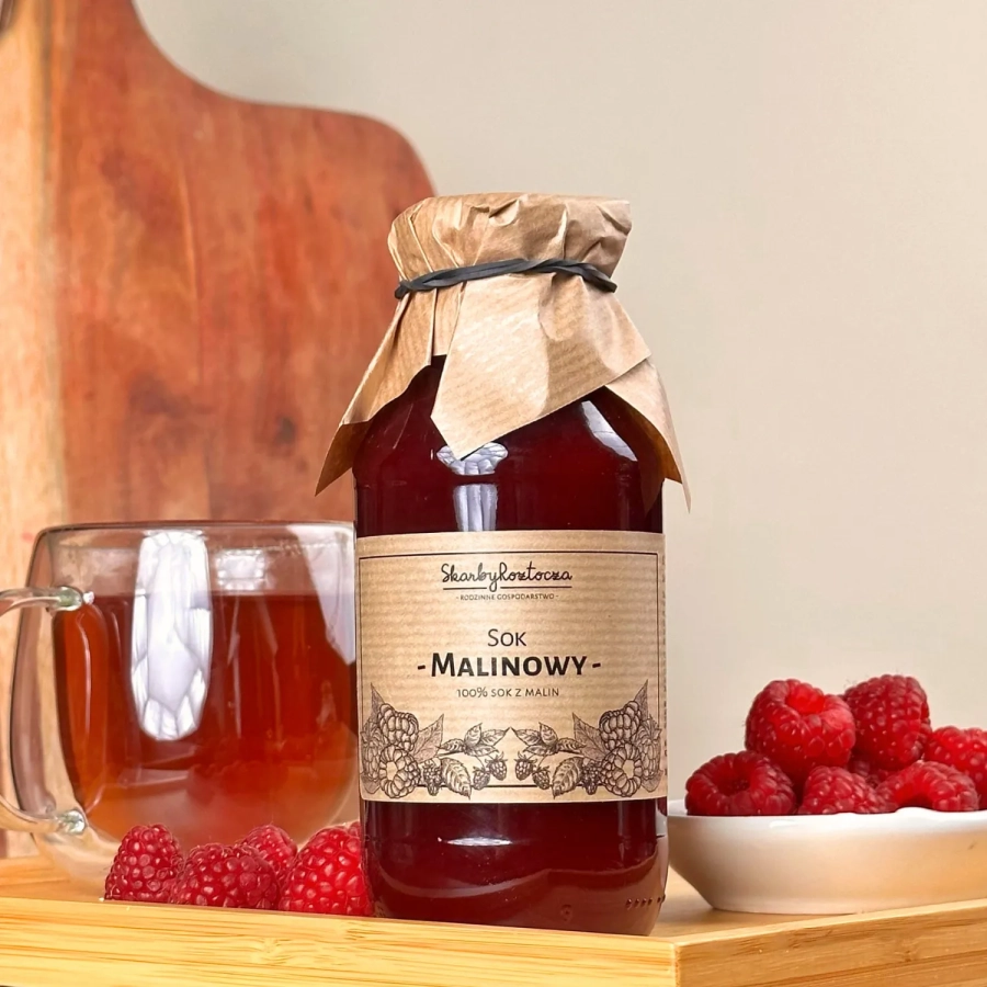 jus de framboise trésors de roztocze produit carré face
