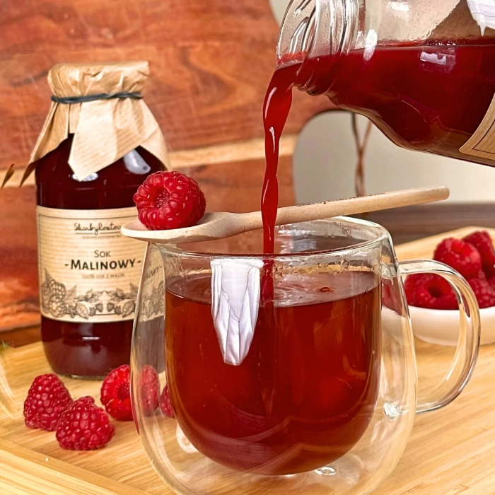 raspberry juice treasures of roztocze product square tea serving suggestion