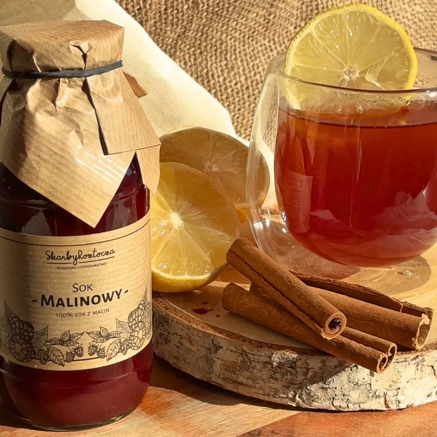 Himbeersaft Schätze von Roztocze Produkt quadratisch Tee