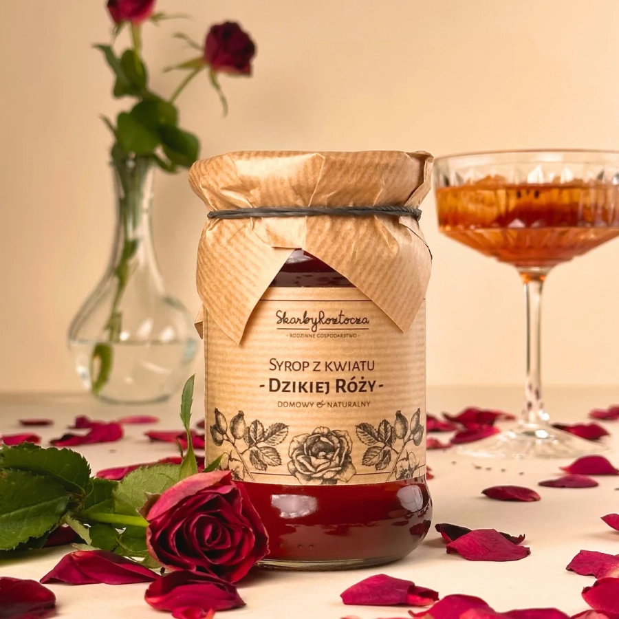 rosehip flower syrup treasures of roztocze front product square