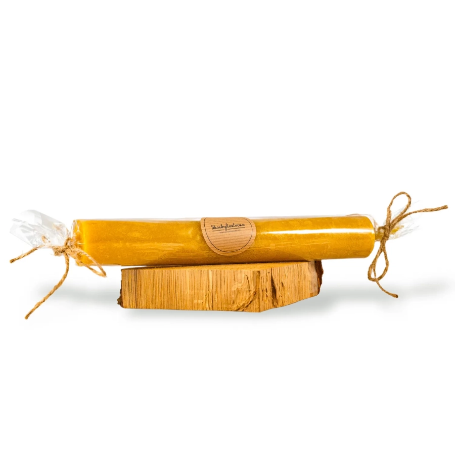 beeswax candle candlemas candle approx 300g white background
