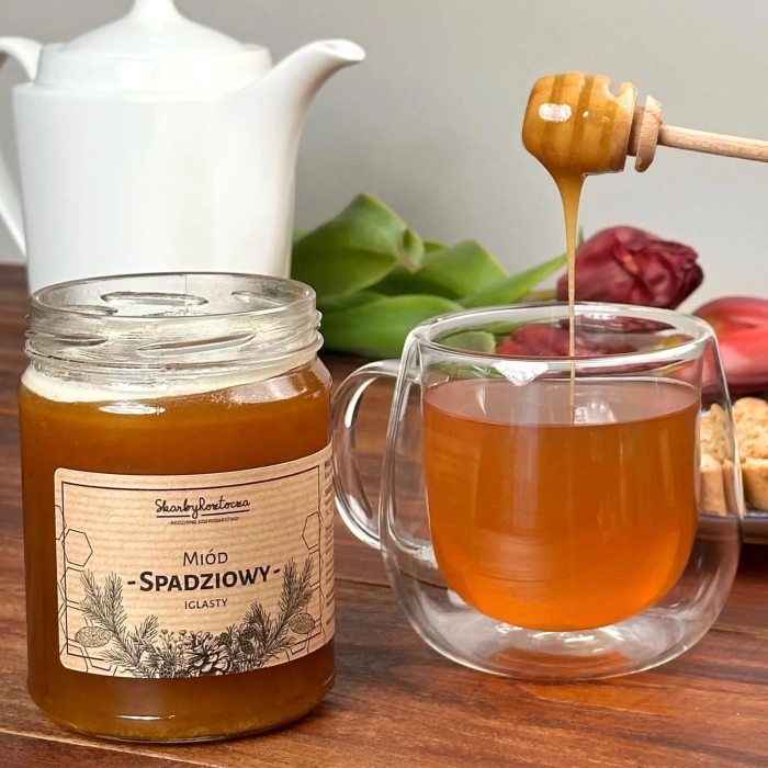 miel de miellat conifères 650g trésors de roztocze produit carré consistance thé