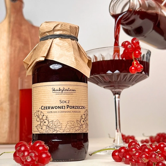 red currant juice treasures of roztocze 100% front square fruits