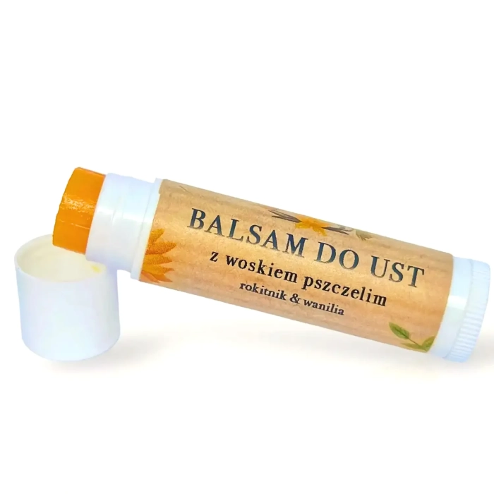 beeswax lip balm sea buckthorn vanilla in a stick natural